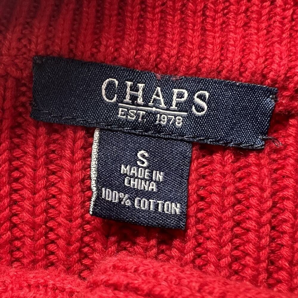 CHAPS Cardigan Sweater Women’s Size S Red Gold Buttons Front Chunky Knit Preppy - Picture 3 of 11